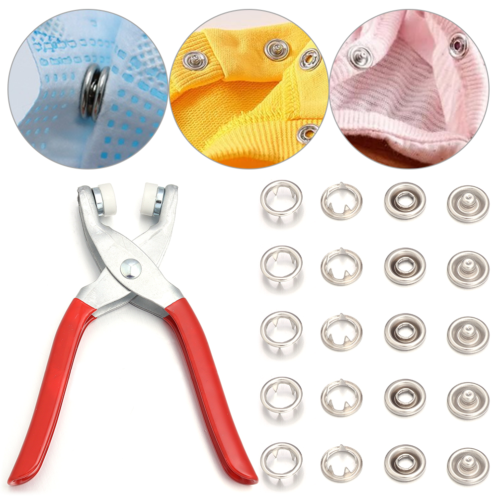 Snap Button Plier - 50 takım 7.5/9.5/11mm Paslanmaz Çelik çıtçıt