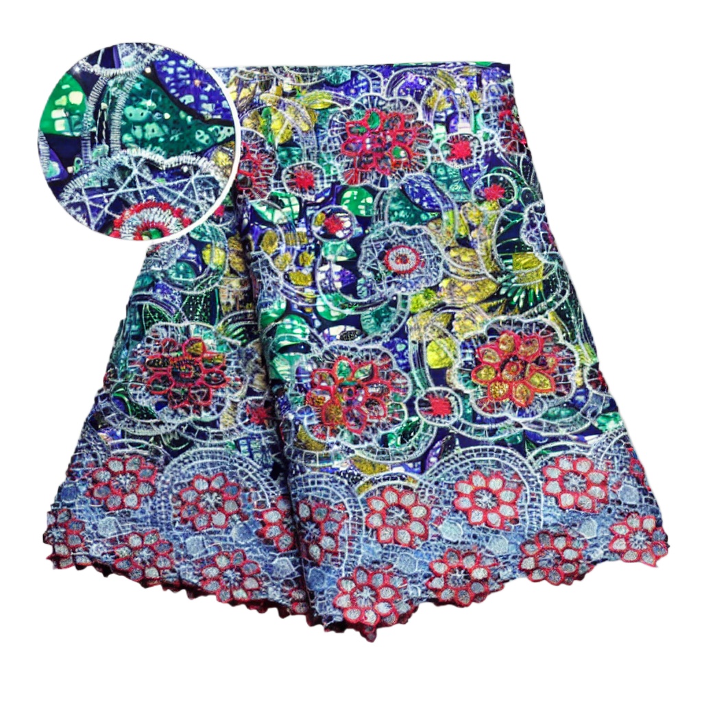 Sewing Batik - %100 Pamuklu Afrika Simli Balmumu Dantel