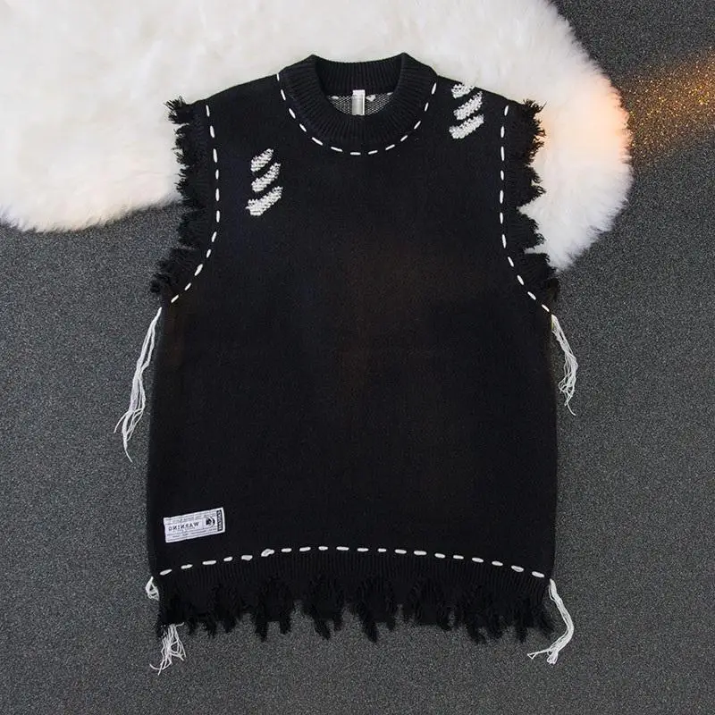 Sewing Vest - Erkekler için örme kazak hippi kolsuz