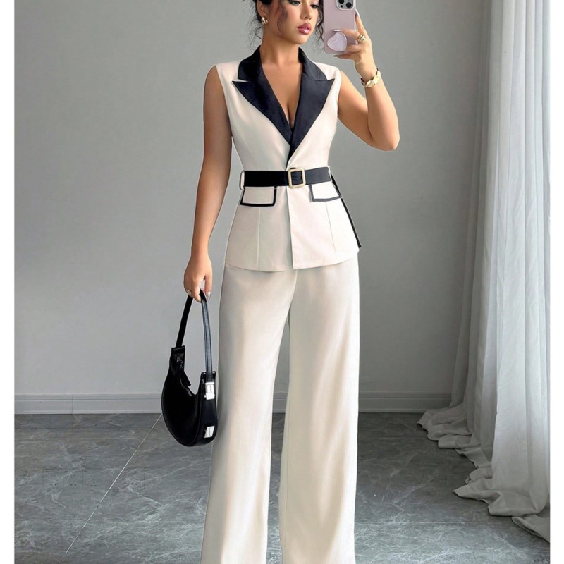 Sewing Vest - Yelek Takım Elbise Kadın Geniş Bacak