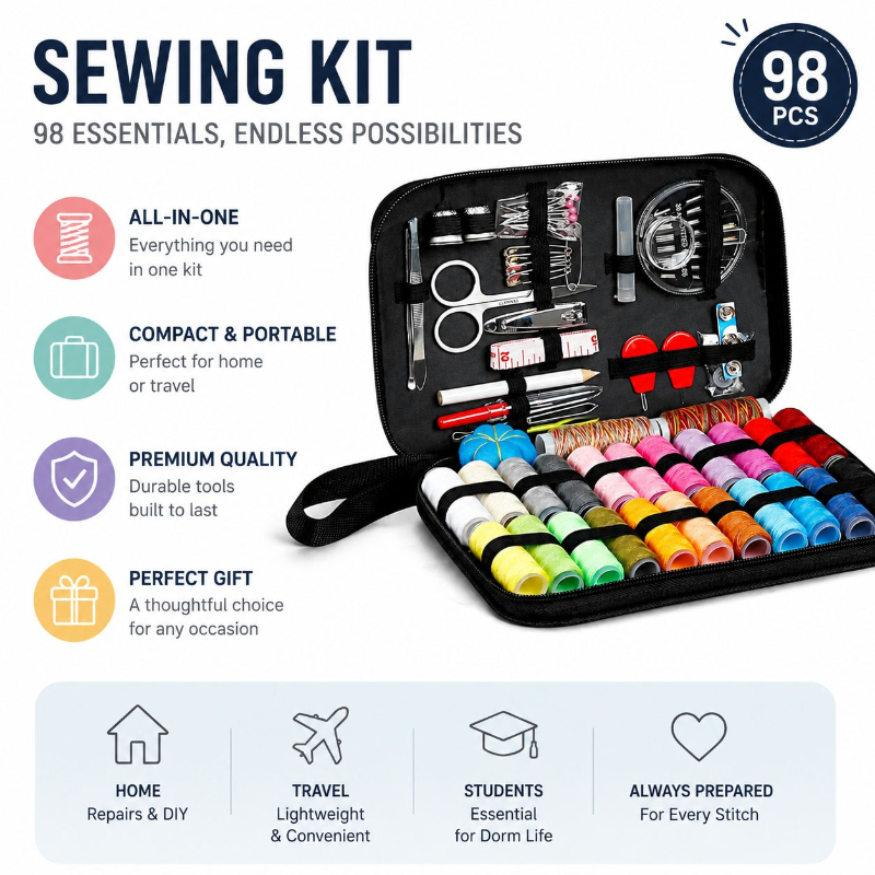 68/98PCS Dikiş Aksesuarları Al - Textile Sewing Kit incelemesi ve fiyatı